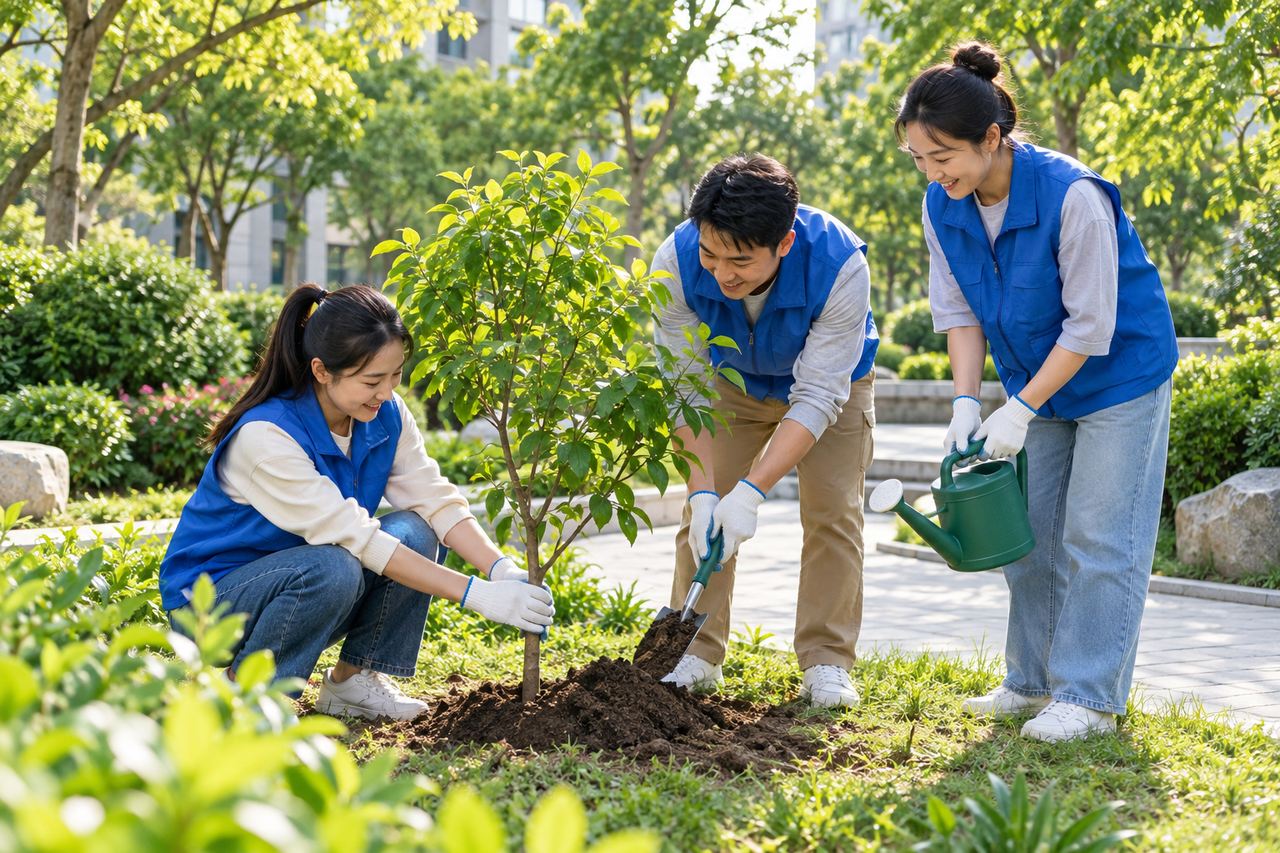 欧亚国际公益主题：共植一抹新绿，让善意生生不息，示意配图